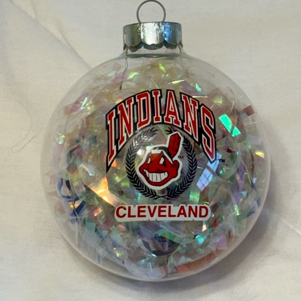 Cleveland Indians Holiday Ornament with Iridescent Accents